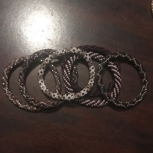 Maroon and White Lily and Laura Bracelets